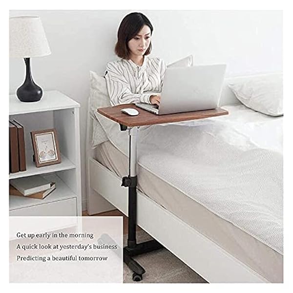 Side Ttable Unique C Shaped Bedside Table Sofa Side End Tables Days Overbed Table Adjustable Height and Angle Removable Laptop Desk with Wheels Bed Sofa Books for Beds and Sofas (Color White)